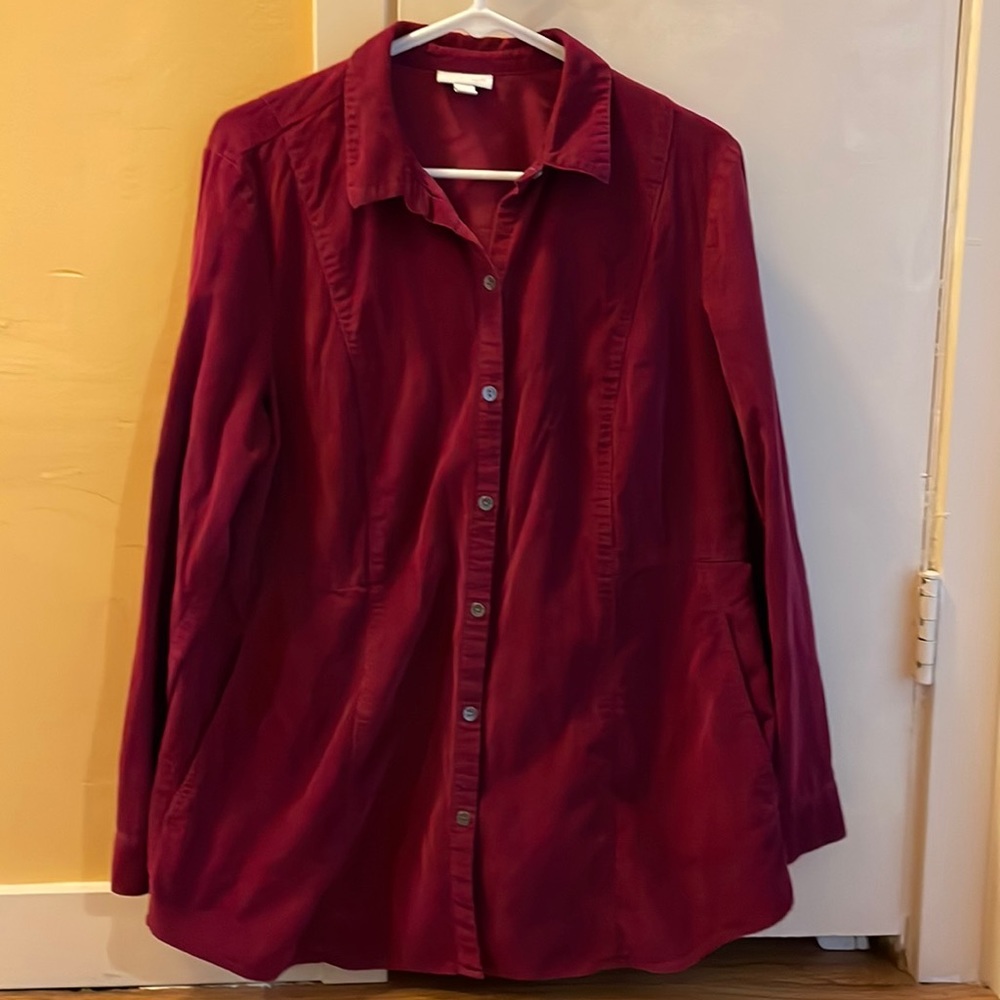 JJill Corduroy tunic top with pockets and metal buttons medium